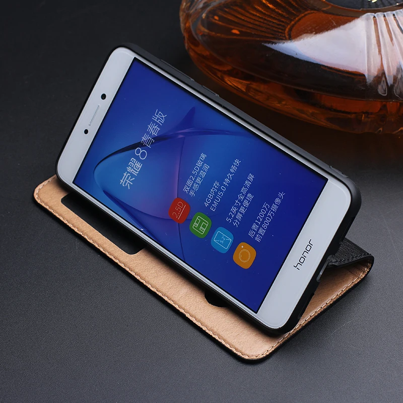 Чехол из натуральной кожи с откидной крышкой для huawei honor 8 lite чехол задней на окно