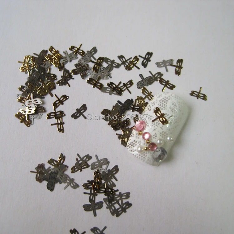 100 шт. металлические наклейки для дизайна ногтей со стрекозой|nail art metal sticker|nail