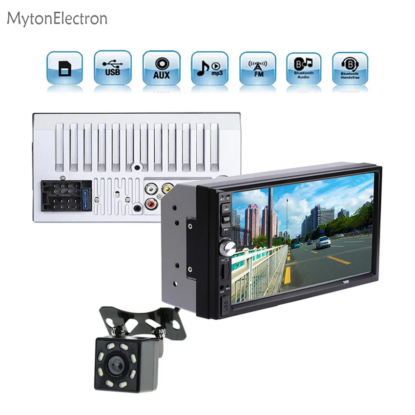 Автомобильная камера заднего вида с 8 светодиодный дами + 2 DIN Bluetooth аудио 7 дюймов HD