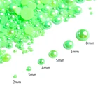 ABS полукруглые жемчужины с плоской задней поверхностью зеленого цвета AB разные размеры 2 мм3 мм4 мм5 мм6 мм8 мм 15 г бусины Diy Аксессуары Бесплатная доставка