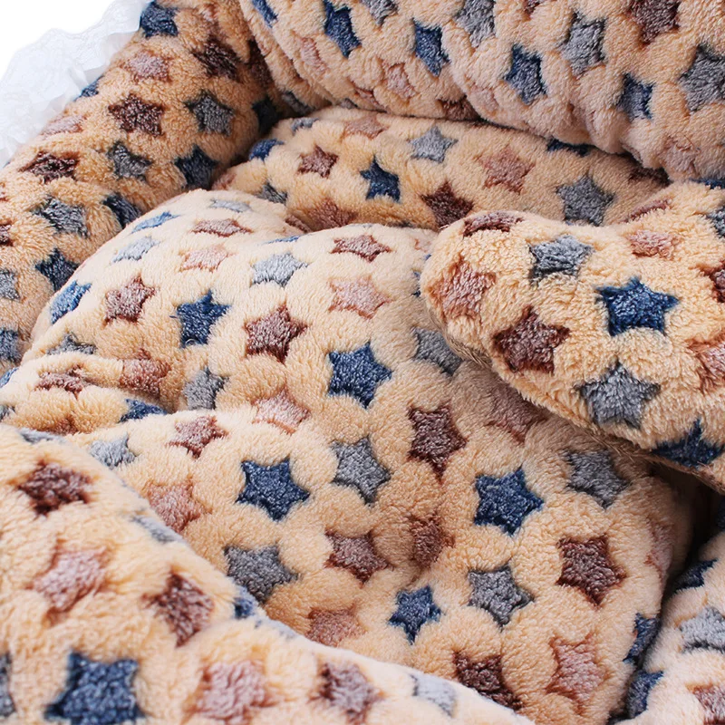 Детская мягкая кровать среднего размера для собак хлопковая со звездами