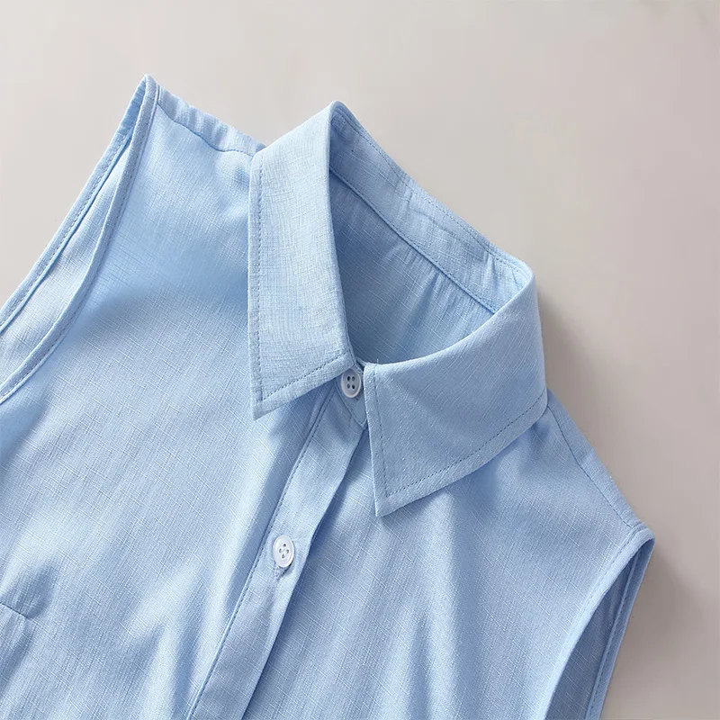 Yichaoyiliang Summer Cardigan Gatsby Shirt For Women Simple Sleeveless Linen Tunic Camisa Solid Color Casual Blouse |