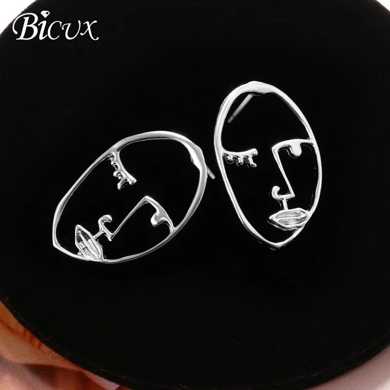 Sliver 6 BICUX, новые модные круглые висячие серьги в Корейском стиле для женщин, геометрические круглые золотые серьги в форме сердца, свадебные ювелирные изделия - Окраска металла: Sliver 6