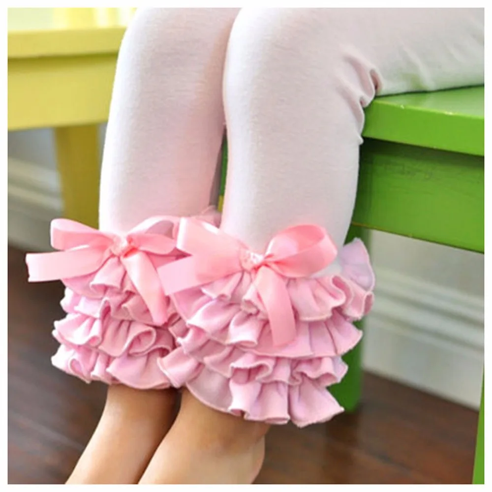 Милые штаны для девочек бутик Слои рюшами Леггинсы женщин хлопка повседневные