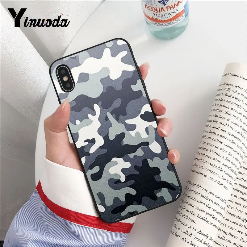 Yinuoda армейский зеленый Камуфляжный мягкий чехол для телефона из ТПУ iPhone 8 7 6 6S Plus X