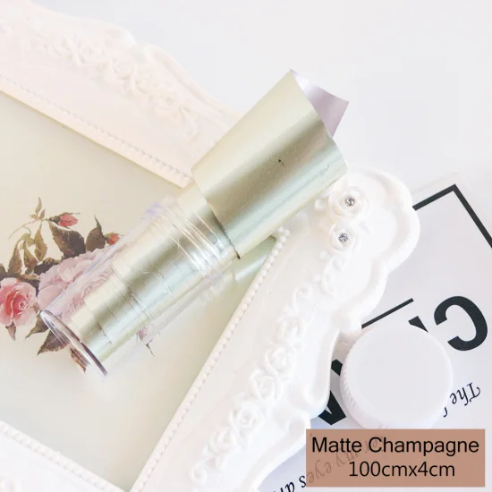 Matte Champagne Лазерная Матовая фольга, наклейка для ногтей, золотая, серебряная, голографическая, звездная, переводная, слайдер, наклейка для украшения ногтей, маникюр 4*100 см CH1001 - Цвет: Matte Champagne