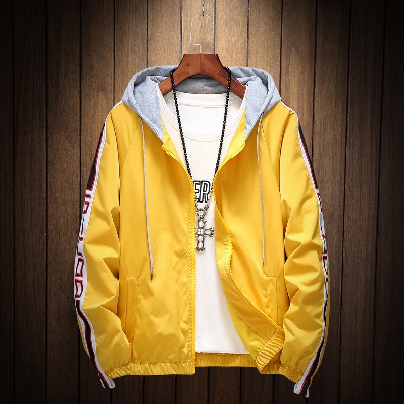 Цвет: желтый Women Hooded Jackets Coats Spring Causal Stripe Basic Jackets Windbreaker Women Zipper Lightweight Jackets Bomber Famale - Цвет: Цвет: желтый