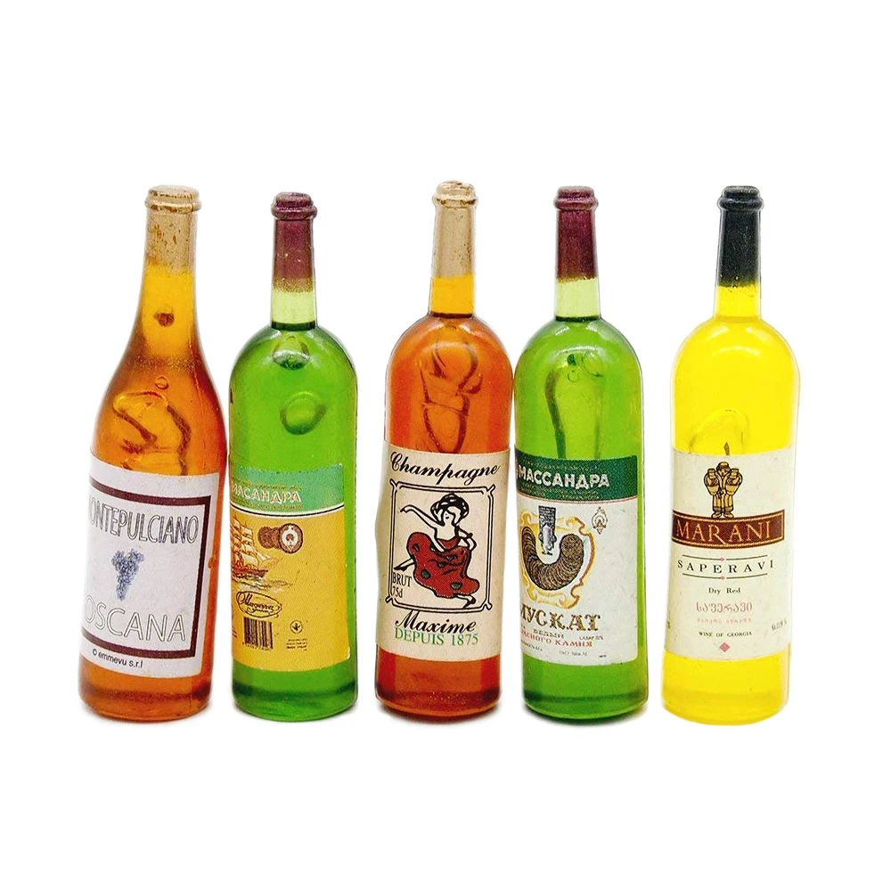 5pcs Wine Bottles Odoria 1:12 3 шт бутылки вина кукольный домик кухня Миниатюрные аксессуары - Цвет: 5pcs Wine Bottles