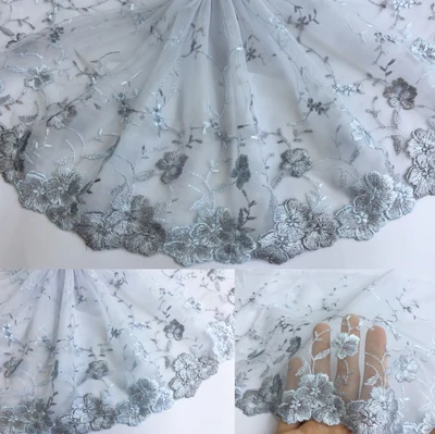 05 width 23cm 3 метра(10 м) 15-25 см серая Сетка кружевная лента с вышивкой край платья украшения одежды материал рукоделие Швейные аксессуары 886 - Цвет: 05 width 23cm