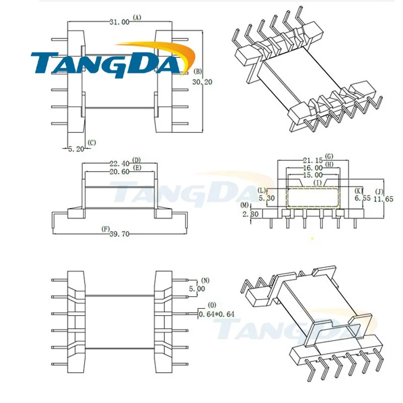 Шпульный сердечник Tangda EFD EFD30 Тип 6 + pin 12P каркас ферритов трансформатор питания