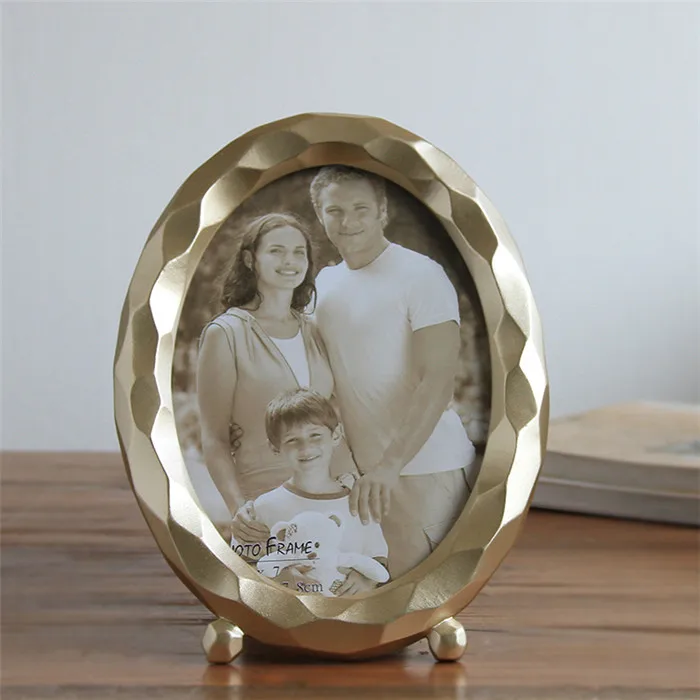 7inch Oval gold Золотая Серебряная креативная Геометрическая стерео фоторамка студийная учебная декоративная настольная Свадебная фоторамка 6 дюймов 7 дюймов 8 дюймов - Цвет: 7inch Oval gold