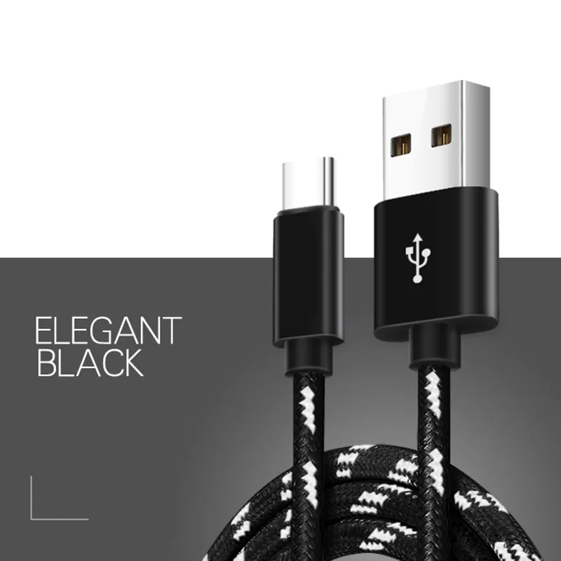 Черный 1 м 2 м 3M данных USB быстрое зарядное устройство зарядный кабель type-c для samsung S9 S8 S10 PLUS Xiaomi Redmi Note 7 короткий длинный провод шнур - Цвет: Черный