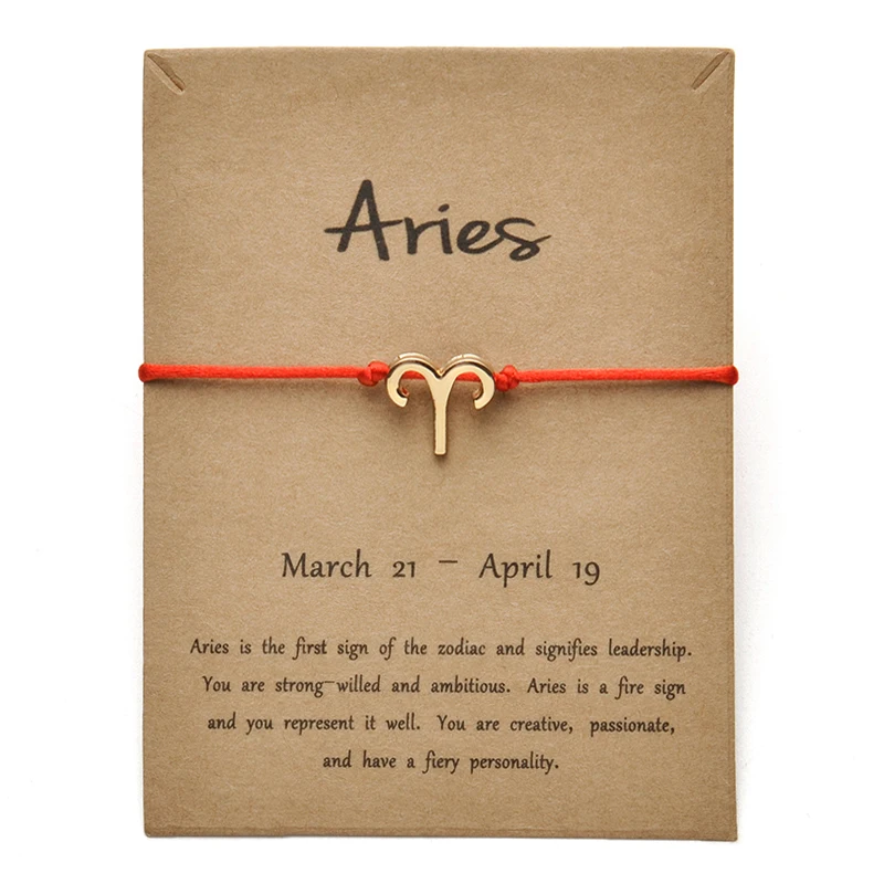 Модные ювелирные изделия 12 созвездия зодиака Овен счастливая веревка браслет
