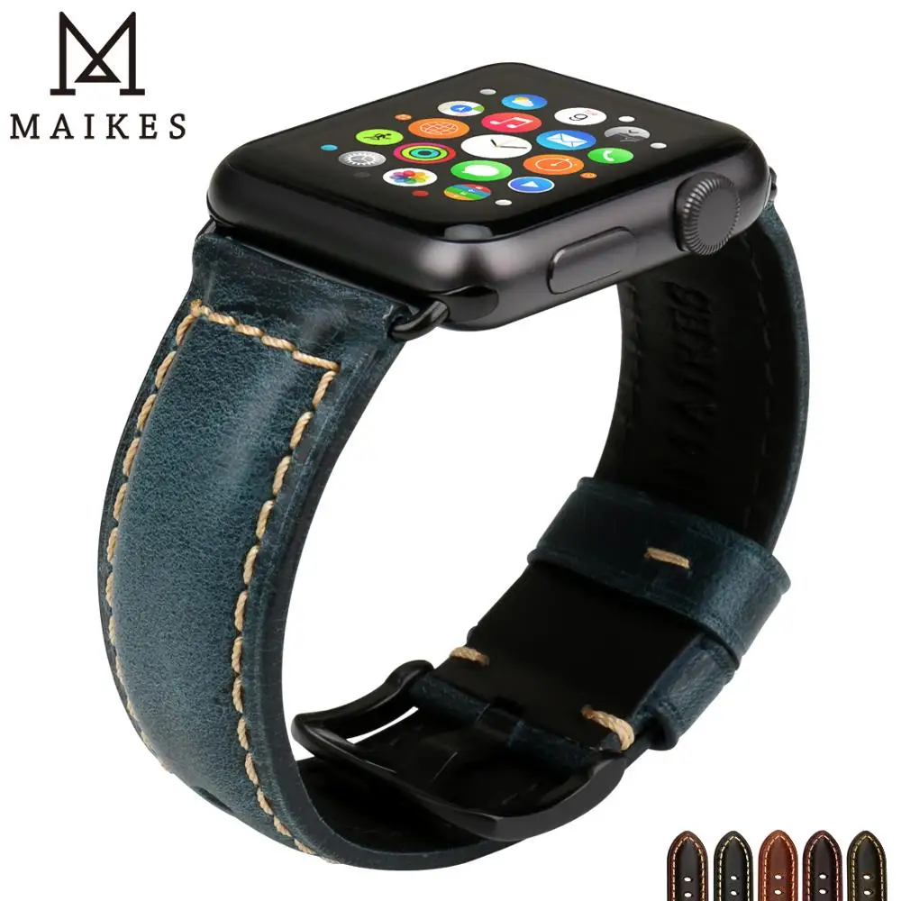 Genuine Leather Watch Band for Apple Watch Strap 49mm 44mm 45mm 40mm 41 42mm 38mm iWatch Series 8 7 6 5 4 3 2 1 Smart Watchband