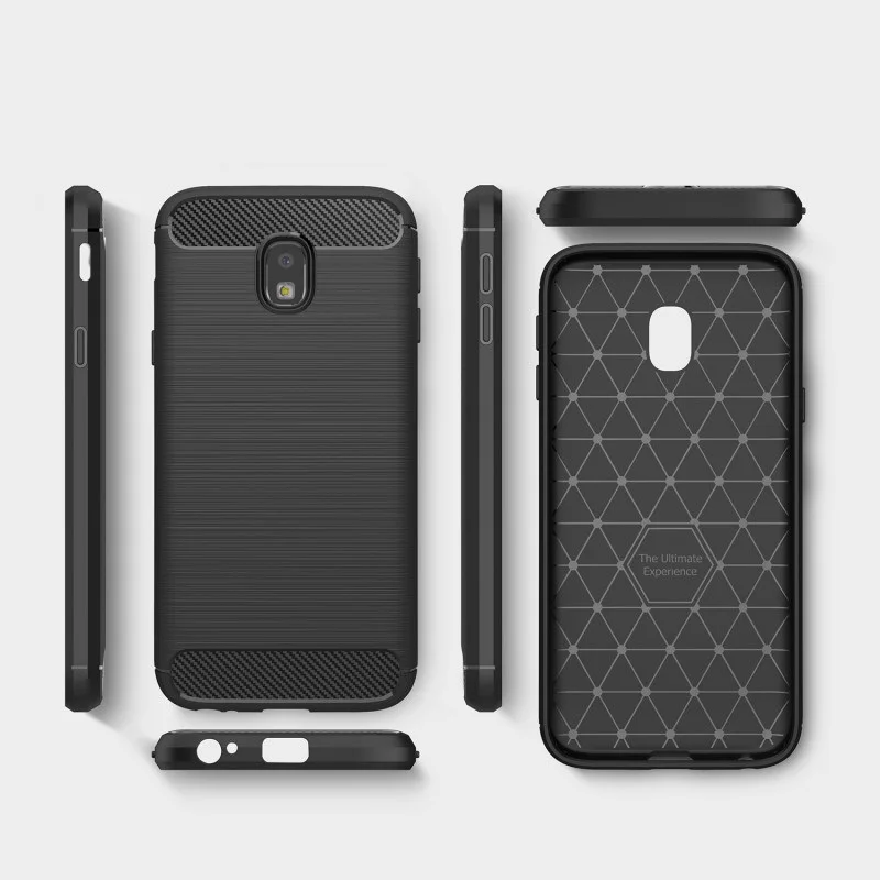 Мода для Samsung Galaxy J3 2017 чехол углерода Волокно текстуры + ТПУ Силиконовые Мягкий J330