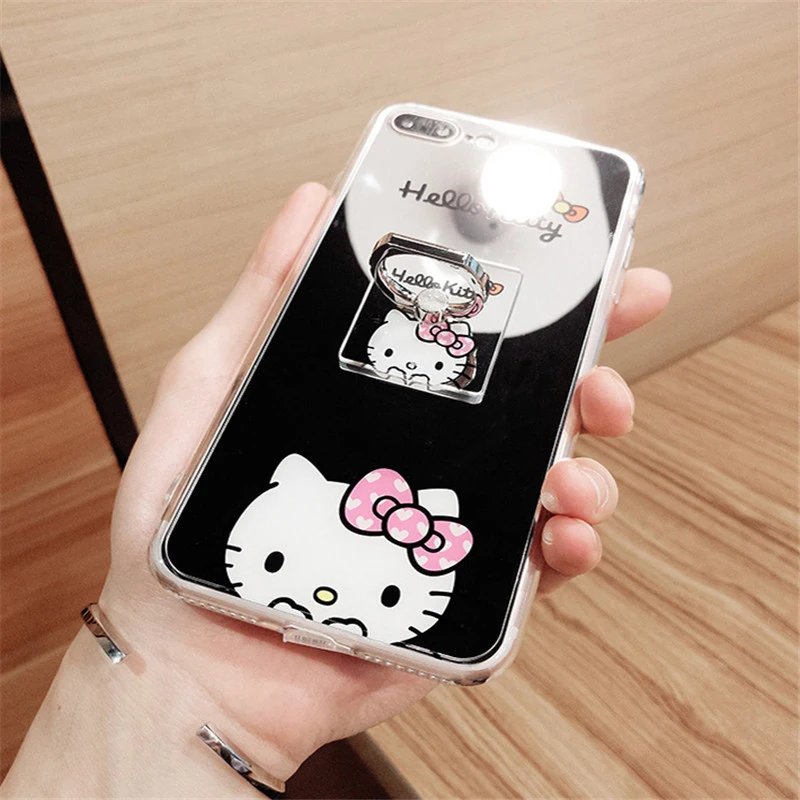 Konсерый Модный милый мультяшный Кот зеркальный Телефон чехол для iPhone 6 6s 7 8 Plus 5 SE 5s X XS MAX XR Силиконовые чехлы ТПУ задняя крышка