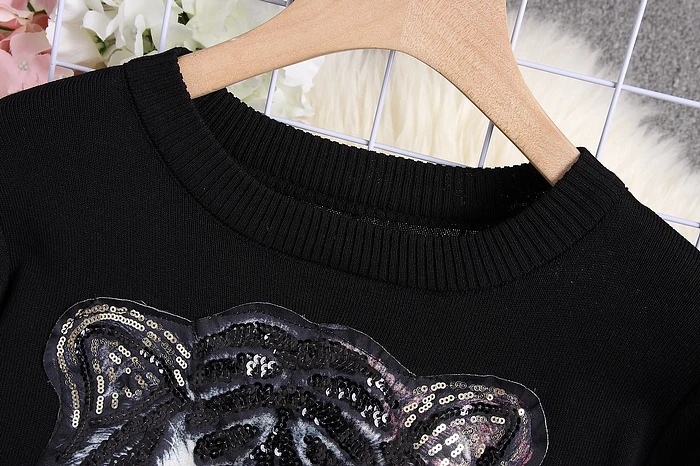ALPHALMODA, летний трендовый вязаный свитер с тигром+ брюки-карандаш, 2 шт., вязаный костюм для женщин с коротким рукавом, трикотажные спортивные костюмы