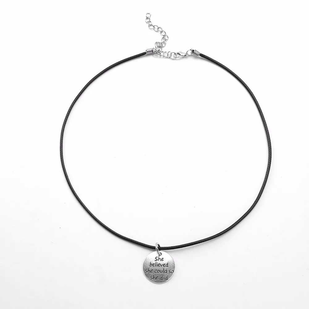 Новое черное ожерелье из кожаной веревки ювелирные изделия Женская круглая