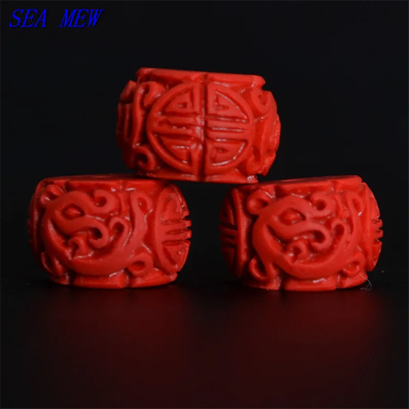 Бусины SEA MEW 12*8 мм красный циннабар Будда резные бусины разделители для