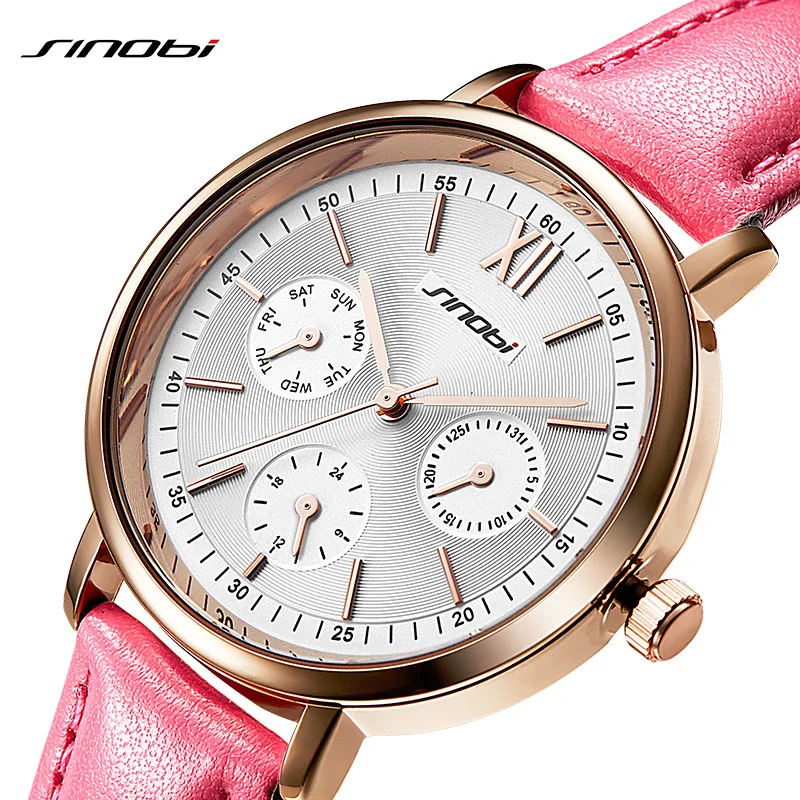 SINOBI бренд для женщин часы 2019 пояса из натуральной кожи Reloj Mujer роскошное платье