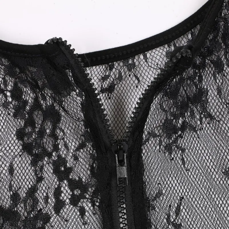 

Sexy Women Blusas Femininas Short Sleeve V Neck Vintage Lace Blouse Hollow Out Zipper Back Crop Top Clubwear New