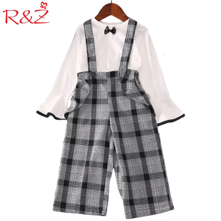 R & Z/2019 г. шифоновый костюм для девочек топы + штаны комплект из 2 предметов модный