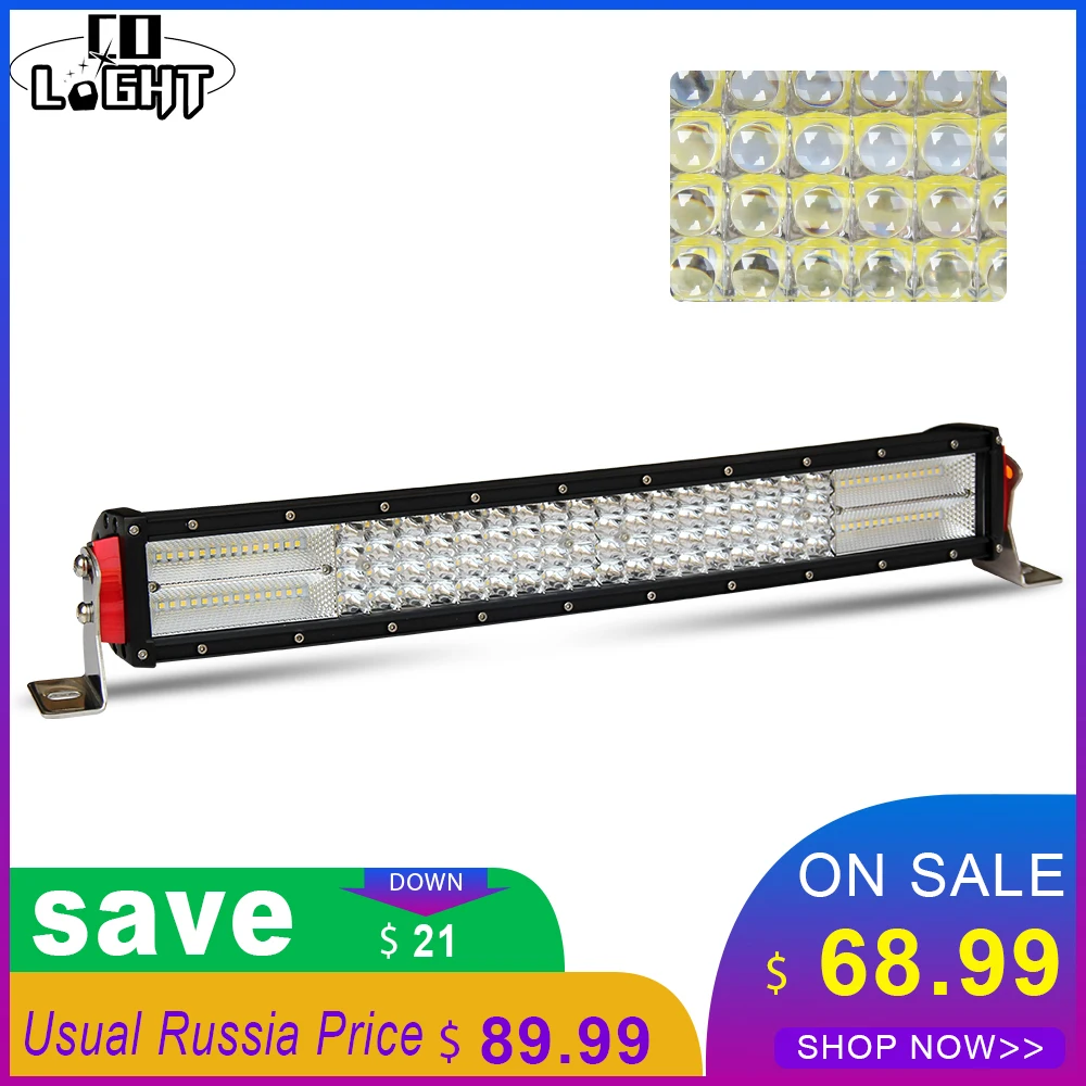 Светодиодная балка CO LIGHT 12D 384 Вт 22 дюйма внедорожный рабочий свет 12 В 24 4 рядный