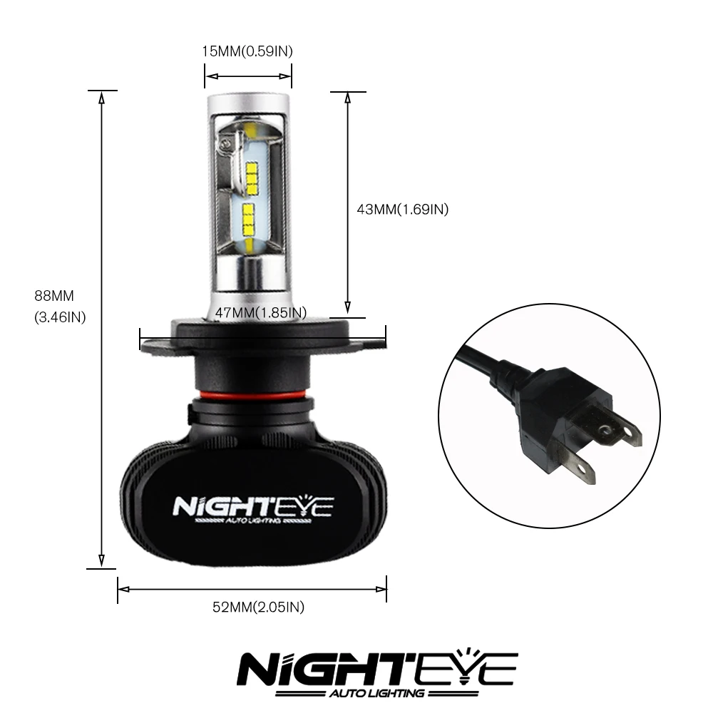 NIGHTEYE H4/9003 Автомобильный светодиодный свет 50 Вт комплект 8000lm 6500 K 12 V Светодиодный