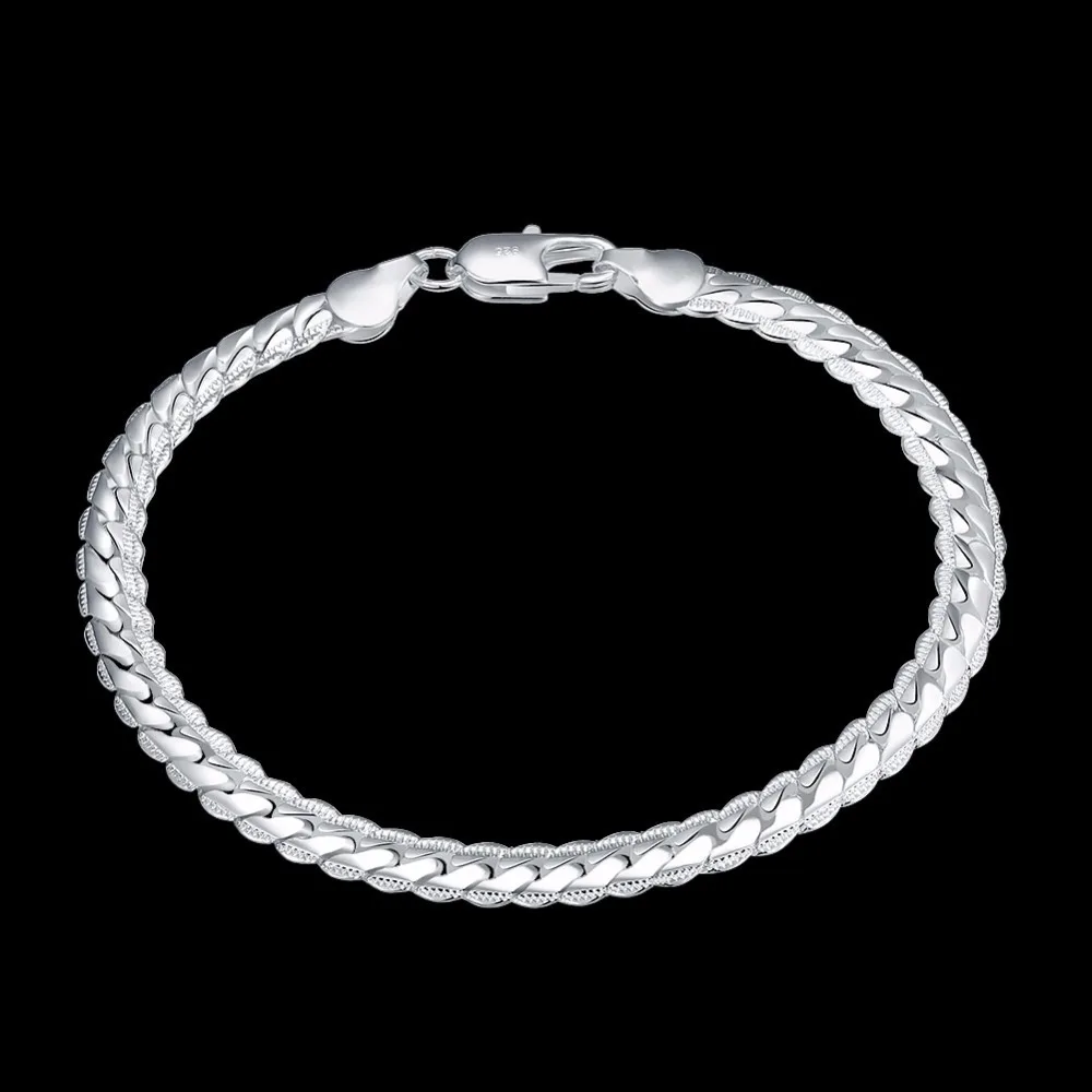 Браслет цепочка мужской/женский серебряный шириной 5 мм 20 см|snake chain bracelet|chain