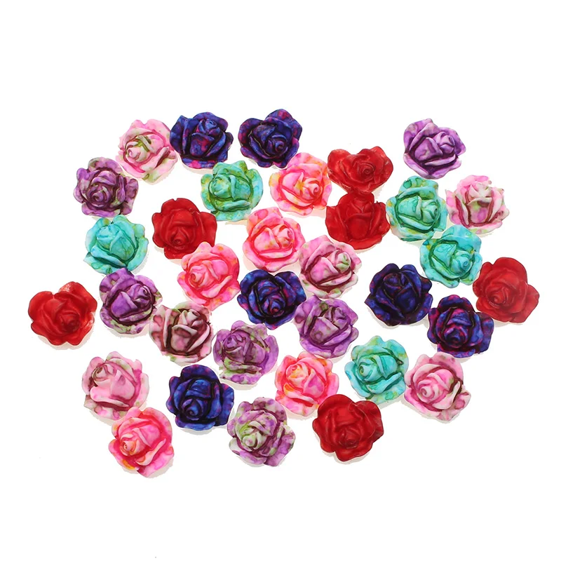 12x11mm-50Pcs 100/шт смешанные полимерные кабошон розы ремесла Flatback бусины каваи украшения для скрапбукинга DIY аксессуары - Цвет: 12x11mm-50Pcs