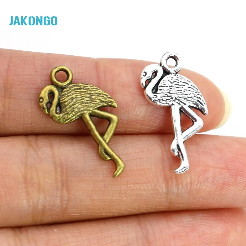 JAKONGO 10 шт. винтажные подвески в виде фламинго из античного серебряного сплава
