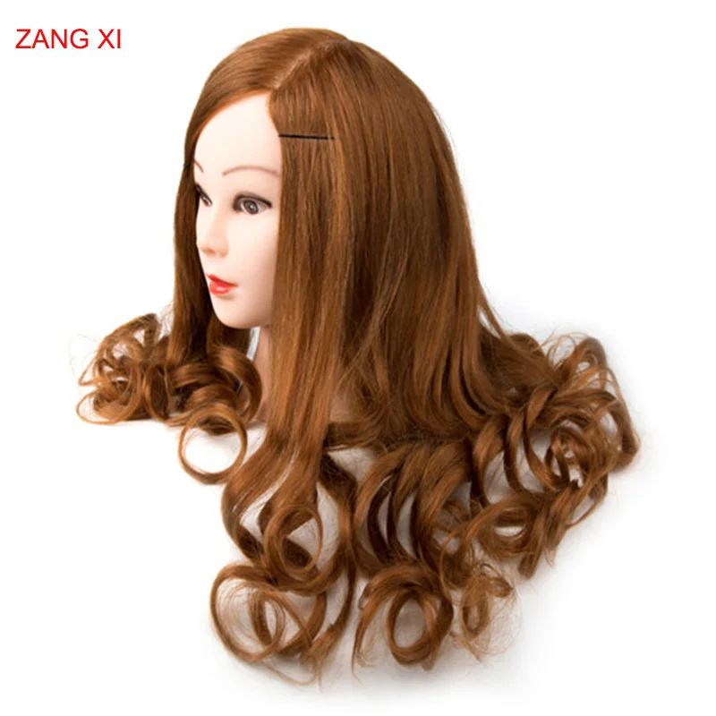 Mannequin Head With 80% Human Hair For Curling Practice Cosmetology Training Head With Free Clamp Professional Hairdressing Head