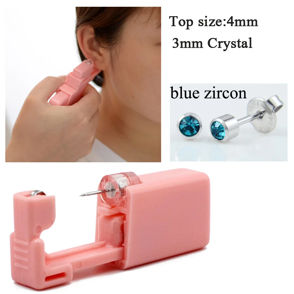 Blue Zircon 1 коробка/6 штук 316L нержавеющая сталь дельфинмису одноразовые безопасные ушные пирсинг пистолет стерильные Серьги Для Пирсинга Ушей пирсинг ювелирные изделия - Окраска металла: Blue Zircon