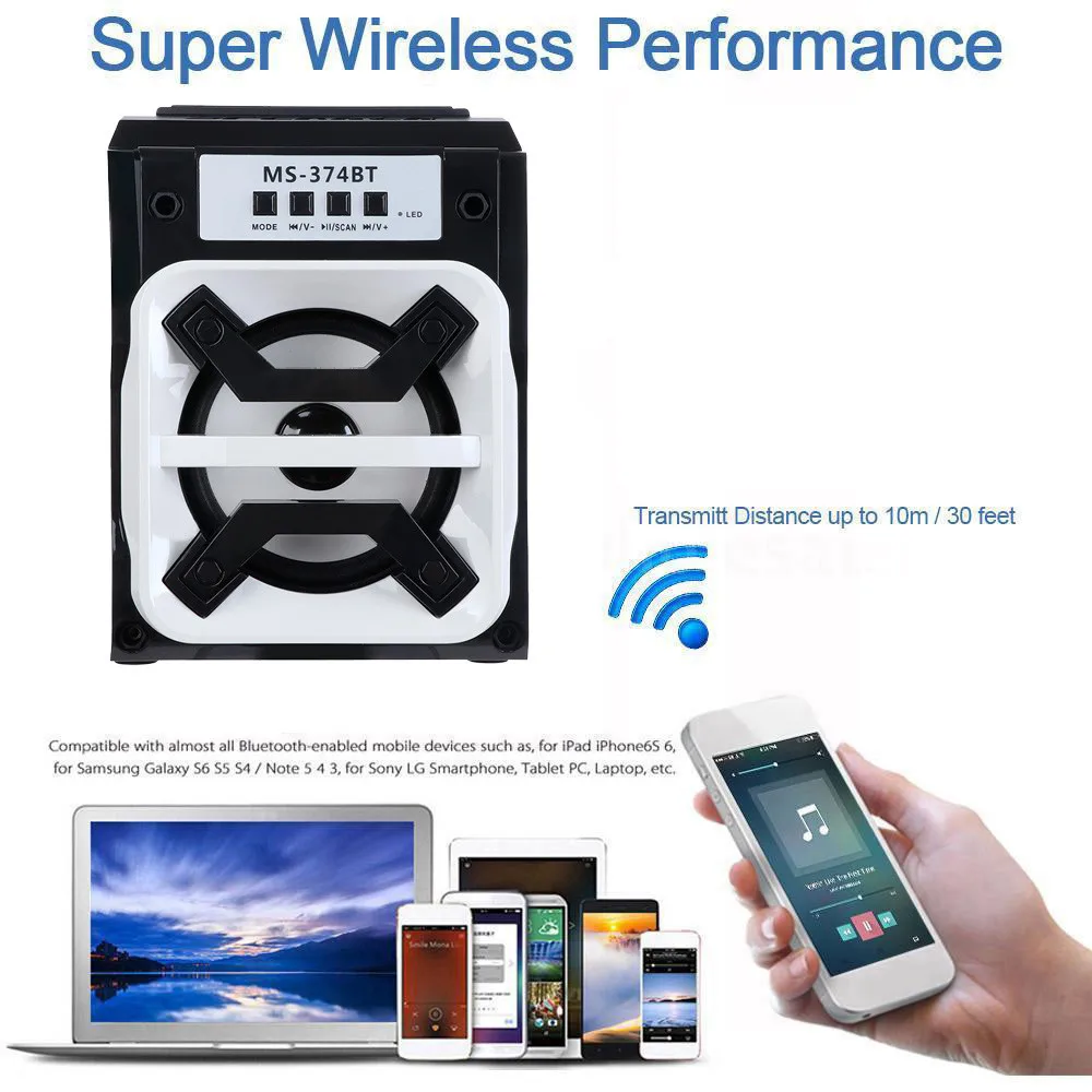Bluetooth Колонка со светодиодной подсветкой USB AUX TF FM радио портативная беспроводная