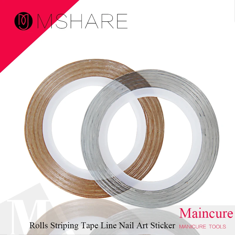 MSHARE 2 ролики Striping Gold + серебряная лента линия дизайн ногтей наклейки Инструменты