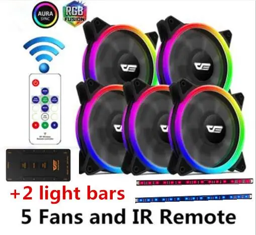 5fans and IR Remote Darkflash dr12-pro 3 P-5 v AURA SYNC компьютер ПК охлаждающий вентилятор RGB Регулировка 120 мм тихий+ ИК пульт дистанционного управления компьютер кулер Корпус Вентилятор компьютер - Цвет лезвия: 5fans and IR Remote