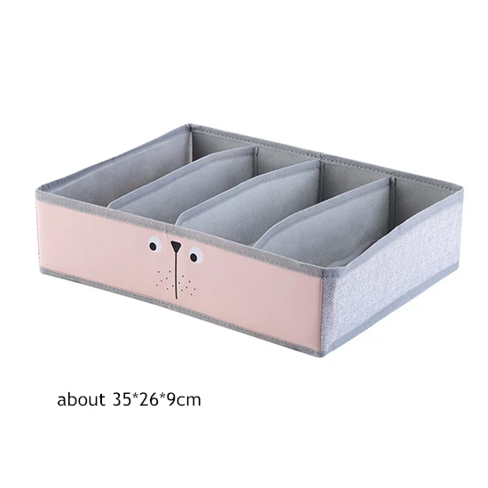 Pink 4cells 2 слоя коробка для хранения полка гардероба складная Одежда разное игрушки Organizador милый Принт водонепроницаемые коробки для хранения, органайзеры - Цвет: Pink 4cells