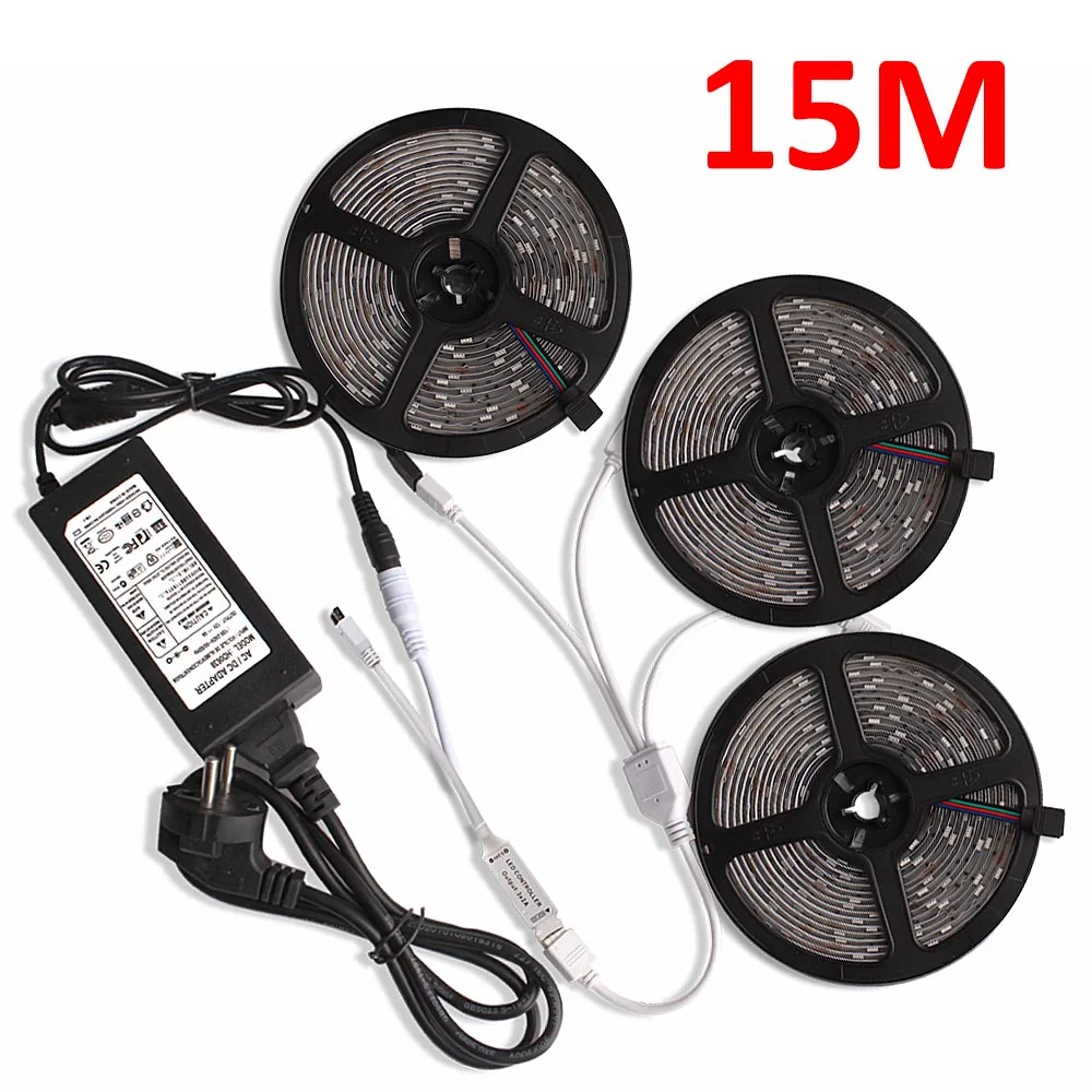 15M Set 15 м светодиодный RGB лампы 5 м 10 м кухонный шкаф светодиодные лампы для дома Colset декоративный светильник ing Водонепроницаемый 5050 2835 12 в ленточный светильник RGB - Цвет: 15M Set