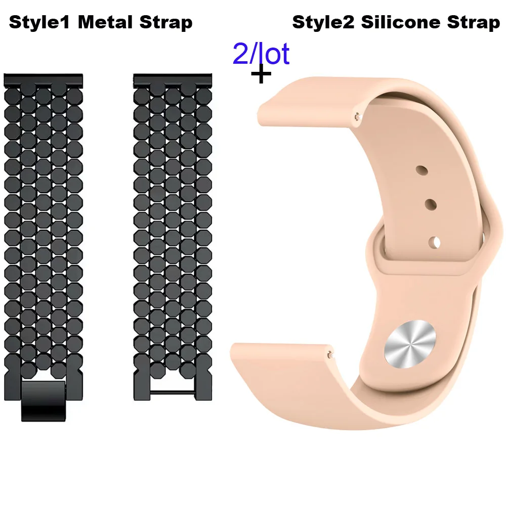 22 мм Браслет Для Xiaomi Amazfit Pace Stratos 2 ремешок для часов Amazfit GTR 47 мм браслет из нержавеющей стали для samsung gear S3 - Цвет: Black-Pink
