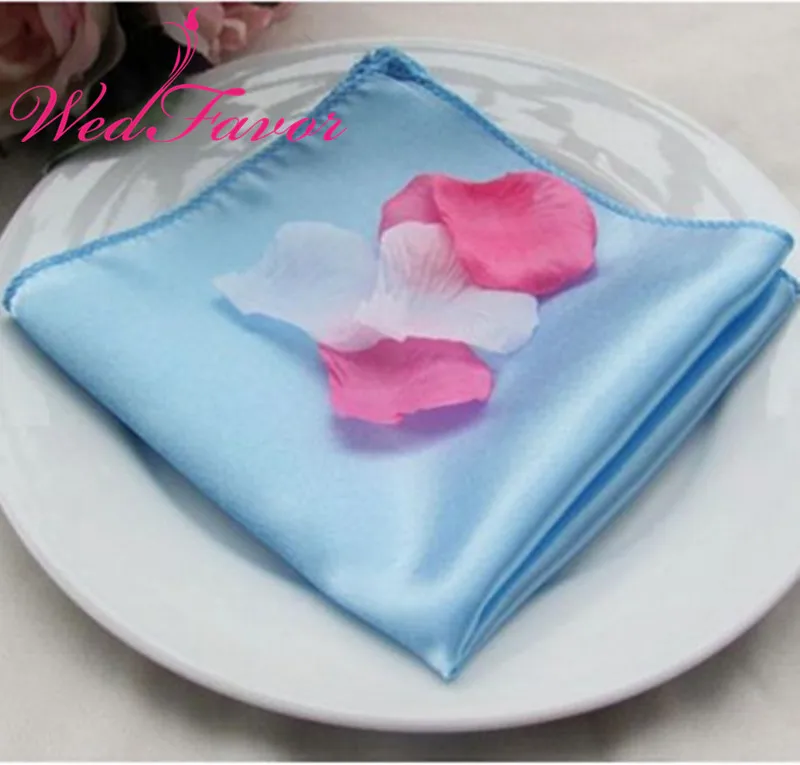 Light Blue 100 шт. размером 45*45 см атлас стол салфетки для торжеств вечернее салфетки, носовых платков для Hotel событие Свадебные украшения - Цвет: Light Blue