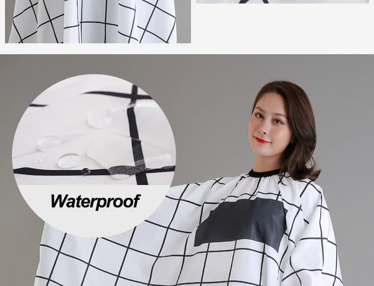 Индивидуальный Логотип салон плед Парикмахерская накидка Мода кадриль проверить шаблон волос фартук платье покрытие стиль клиента ткань U1216