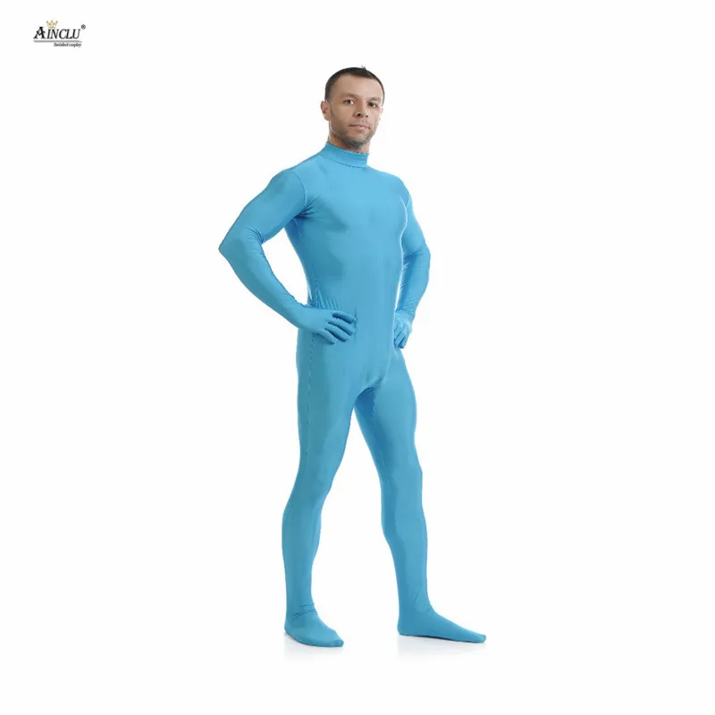 Ainclu мужской спандекс нейлон Zentai светильник-голубой тело вторая кожа