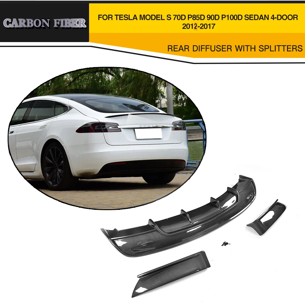 УГЛЕРОДНЫЙ Firber автомобильный гоночный задний диффузор для губ Tesla Model S Sedan
