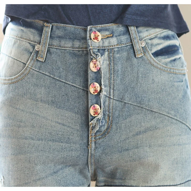 Флаг патч рваные джинсы-бойфренды Для женщин с Высокая талия джинсы для девочек