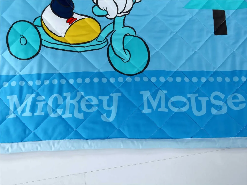 Стеганое одеяло синего цвета с Микки и Минни Маус хлопковое постельное белье