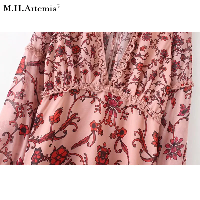 M. H. Artemis винтажное шифоновое короткое вечернее платье с принтом vestidos de festa осеннее