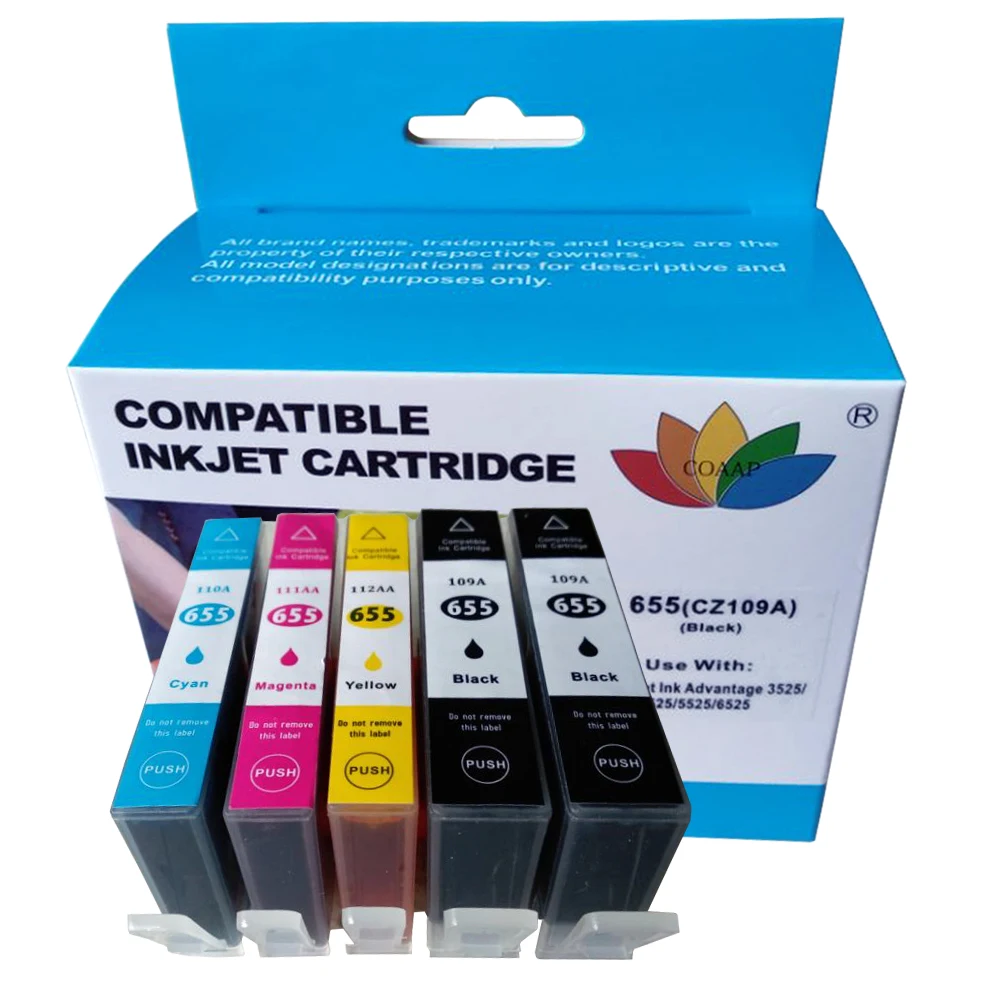 5 шт. Совместимость HP 655 CMY bk картридж с чипом для Deskjet 3525 4615 4625 5525 6520 6525 6625|ink cartridge|hp