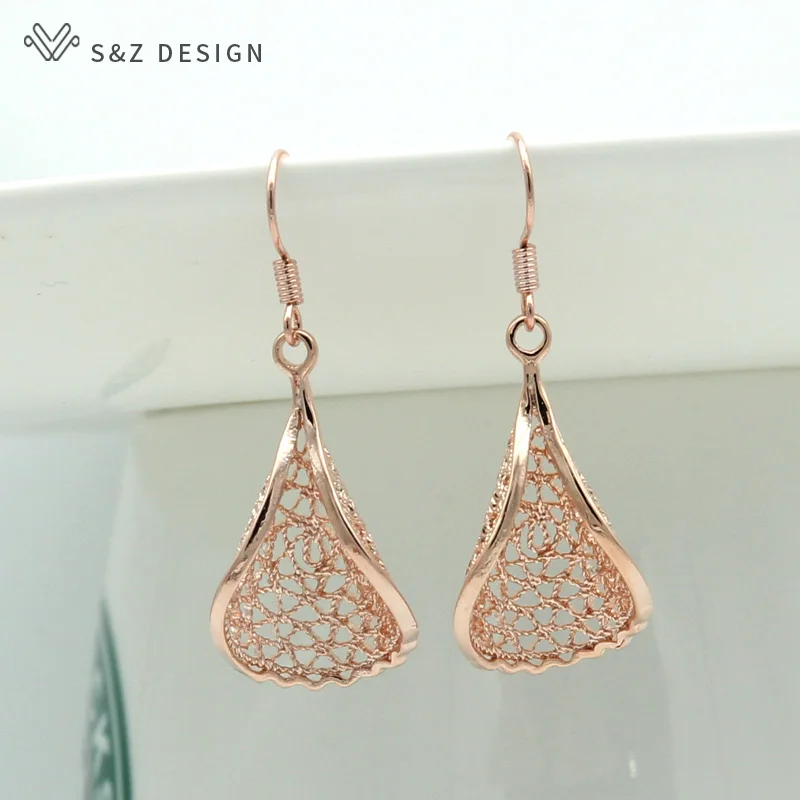 Женские Богемские серьги-подвески S &amp Z с изогнутыми полыми стразами из розового