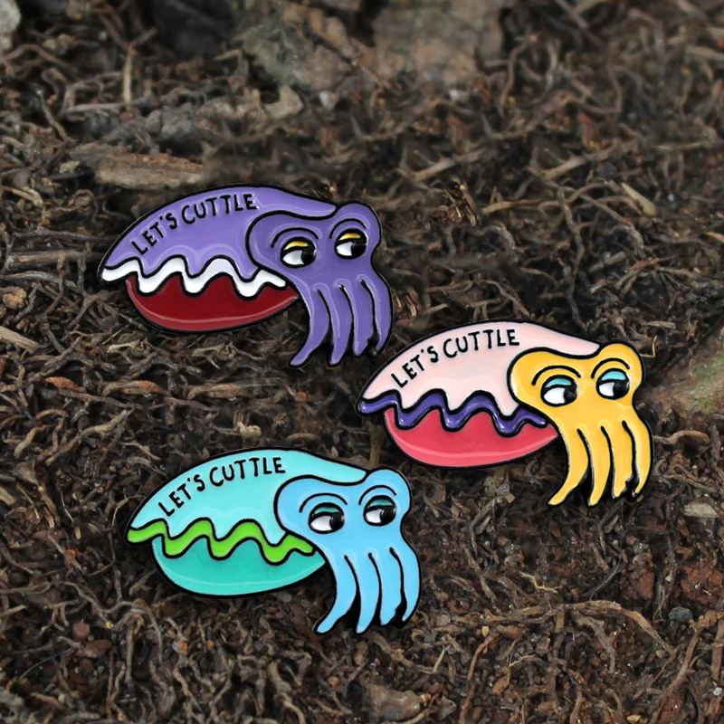 Давайте каракатиц pin каракатицы мягкая эмаль Pin милые 3 вида цветов Мультфильм кальмар Знак Детский подарок Костюмы аксессуары