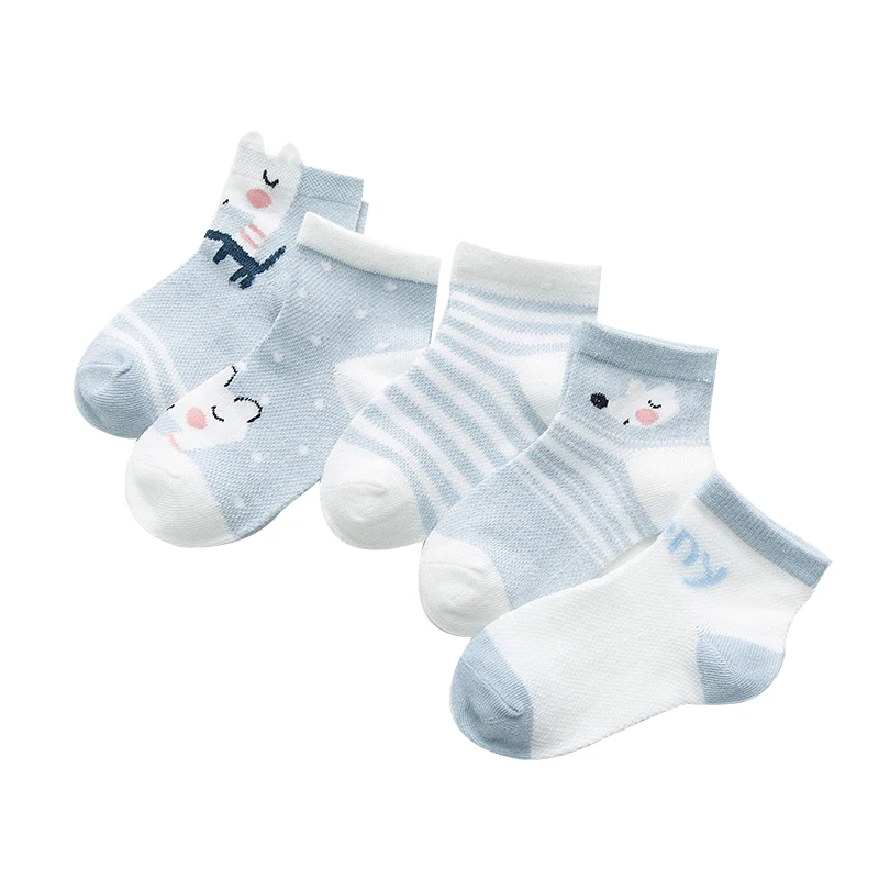 Light blue horse Г. Новые летние детские носки Новые корейские хлопковые сетчатые Дышащие носки-лодочки с рисунком животных для мальчиков и девочек 5 пар в партии - Цвет: Light blue horse